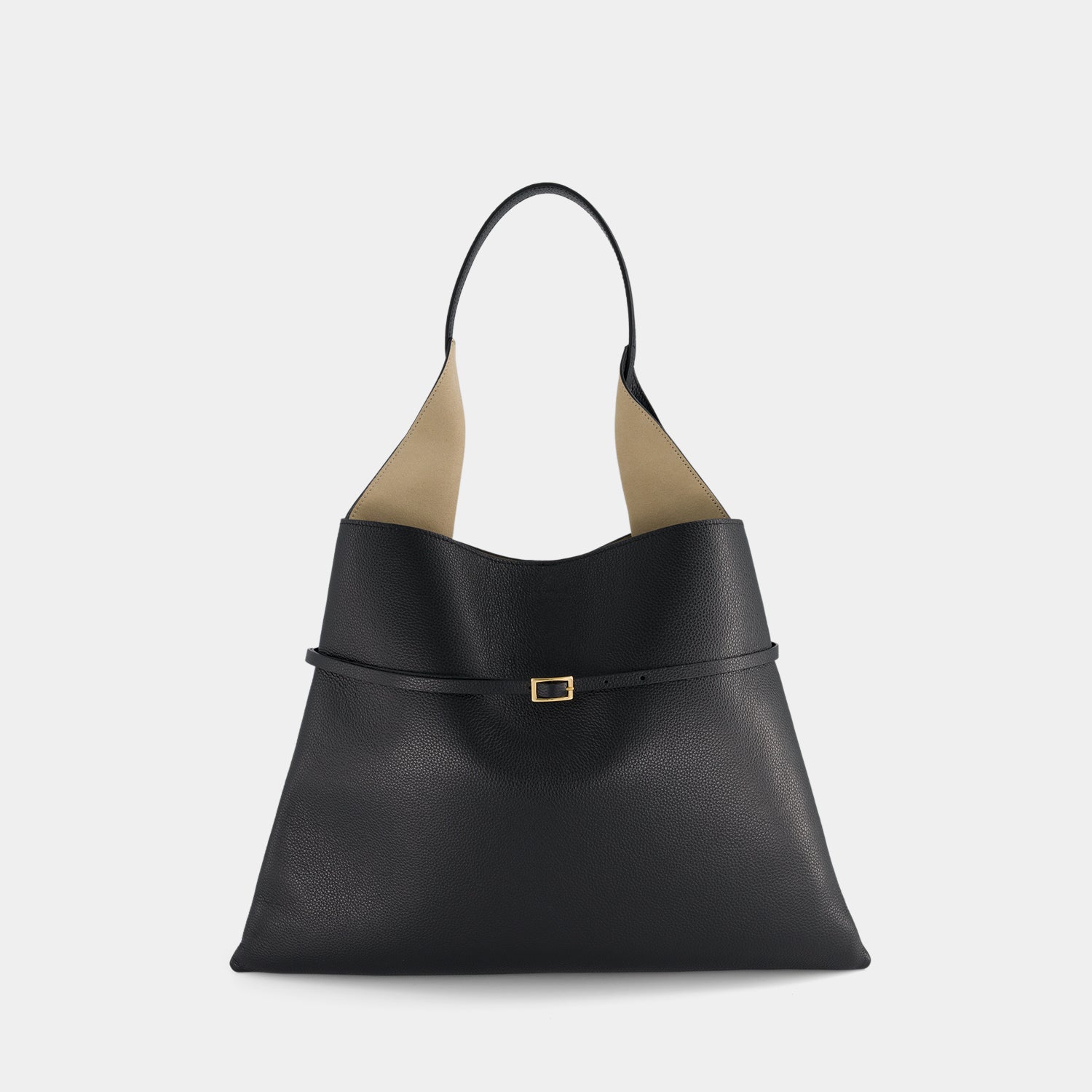 TOTE CLARE LARGE BELT - PEBBLE GRAIN - BLACK