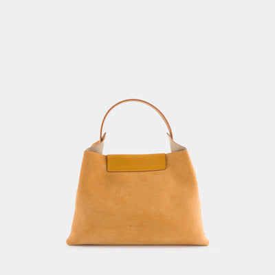 Elieze_mini_handbag_suede_soft_clalf_ochre_video_ReeProjects